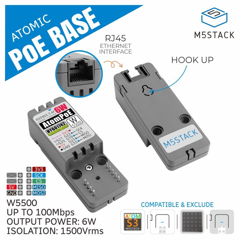 Electronics Project Kit - M5Stack basis atom resmi PoE W5500