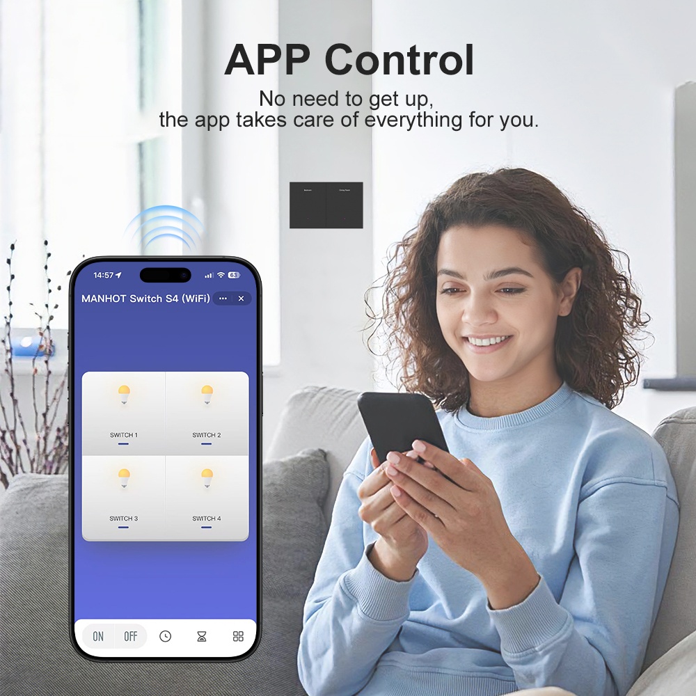 Sakelar Nama DIY Cerdas Manhot - Smart Light Switch Wifi ulasan dan harga